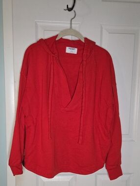 Old Navy Bright Red V-Neck Hoodie